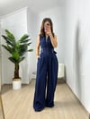 CDBR3695Lacivert Premium Kalite Bel Ayarlı Tensel Kumaş Tulum