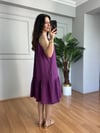CDBR4449Lale Mor Pamuk Keten Reklam Kol Elbise