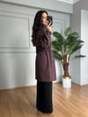CDBR4691Lana Kahve Siyah Büzgülü Premium Ceket
