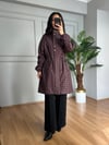 CDBR4691Lana Kahve Siyah Büzgülü Premium Ceket