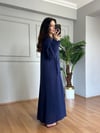 CDBR4536Lilya Lacivert Papatya Detaylı Müslin Elbise 