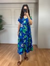 CDBR3939Lina Lacivert V Yaka Pamuk Viskon Elbise