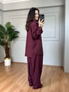 CDBR3984Loria Bordo Tensel Modal Kumaş Gömlek Pantolon Kumaş