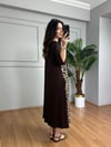 CDBR4363Luisa Kahve Leopar detaylı Penye Modal Elbise