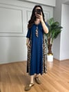 CDBR4359Luisa Lacivert Leopar detaylı Penye Modal Elbise 