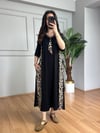 CDBR4360Luisa Siyah Leopar detaylı Penye Modal Elbise 