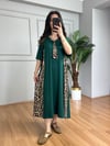 CDBR4361Luisa Zümrüt Leopar detaylı Penye Modal Elbise