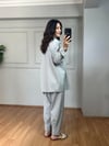 CDBR4008Lusia Gri Gabardin Kumaş Gömlek Şalvar Pantolon Takım