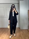CDBR4005Lusia Siyah Gabardin Kumaş Gömlek Şalvar Pantolon Takım