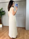 CDBR389Luya Krem Sofya Keten Gömlek Elbise Takım