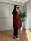 CDBR4187Marla Bordo Kaşmir Kapüşonlu Ceket
