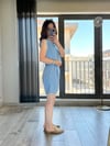 CDBR3529Mavi Orjinal Massimo Şortlu Keten Takım