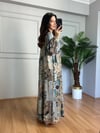 CDBR4408Maya Gri Uzun Kollu Maxi Elbise