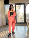 CDBR34518Mercan Gofre Kimono Şalvar Takım