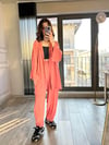 CDBR34518Mercan Gofre Kimono Şalvar Takım