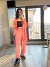 CDBR34518Mercan Gofre Kimono Şalvar Takım