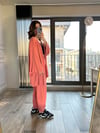 CDBR34518Mercan Gofre Kimono Şalvar Takım