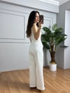 CDBR4672Mina Beyaz Çimalı Palazzo Bilek Pantolon