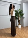 CDBR4674Mina Kahve Çimalı Palazzo Bilek Pantolon 