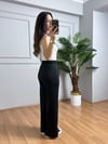 CDBR4673Mina Siyah Çimalı Palazzo Bilek Pantolon 
