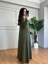 CDBR4519Mireya Haki Cepli Maxi Boy Müslin Elbise