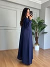 CDBR4631Mireya Lacivert Cepli Maxi Boy Müslin Elbise