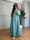 CDBR4630Mireya Yeşil Cepli Maxi Boy Müslin Elbise