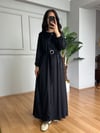 CDBR4685Molina Siyah İthal Fitilli Kadife Elbise