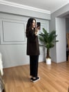 CDBR4219Monica Kahve İthal Krep Kumaş Broşlu Ceket