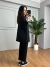 CDBR4220Monica Siyah İthal Krep Kumaş Broşlu Ceket