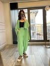 CDBR34516Nude Yeşili Gofre Kimono Şalvar Takım