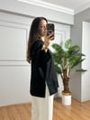 CDBR4679Olva Siyah Yırtmaç Detaylı Bluz