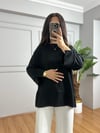 CDBR4679Olva Siyah Yırtmaç Detaylı Bluz