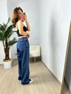 CDBR3720Orjinal Marka Beli Lastik Detaylı Geniş Paça Jean