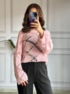 CDBR3341Pembe Delikli Crop Kazak