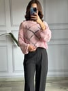 CDBR3341Pembe Delikli Crop Kazak