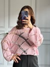 CDBR3341Pembe Delikli Crop Kazak