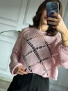 CDBR3341Pembe Delikli Crop Kazak