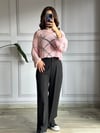 CDBR3341Pembe Delikli Crop Kazak