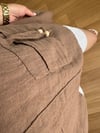CDBR4559Rella Kahve Boncuk Detaylı Keten Bluz 