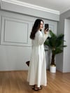CDBR4198Rinda Beyaz  İnce Kot Kuşaklı Elbise 