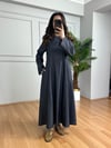CDBR4199Rinda Lacivert İnce Kot Kuşaklı Elbise 