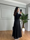 CDBR4202Rinda Siyah İnce Kot Kuşaklı Elbise 