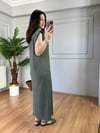 CDBR3843Rosia Haki Pike Modal  Basic Elbise