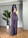 CDBR3867Sandia Lila Tensel Modal Kumaş Bluz Pantolon Takım
