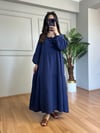 CDBR4480Selora Lacivert Müslin Kumaş Elbise