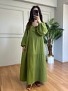CDBR4481Selora Yeşil Müslin Kumaş Elbise