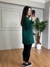 CDBR4299Sera Zümrüt Yeşili Likralı V Yaka Basic Bluz 