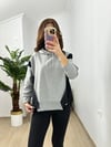 CDBR3749Showy Siyah Gri Tasarım Sweatshirt