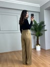 CDBR4206Sidya Vizon Beli Lastikli Pamuk Keten Palazzo Pantolon